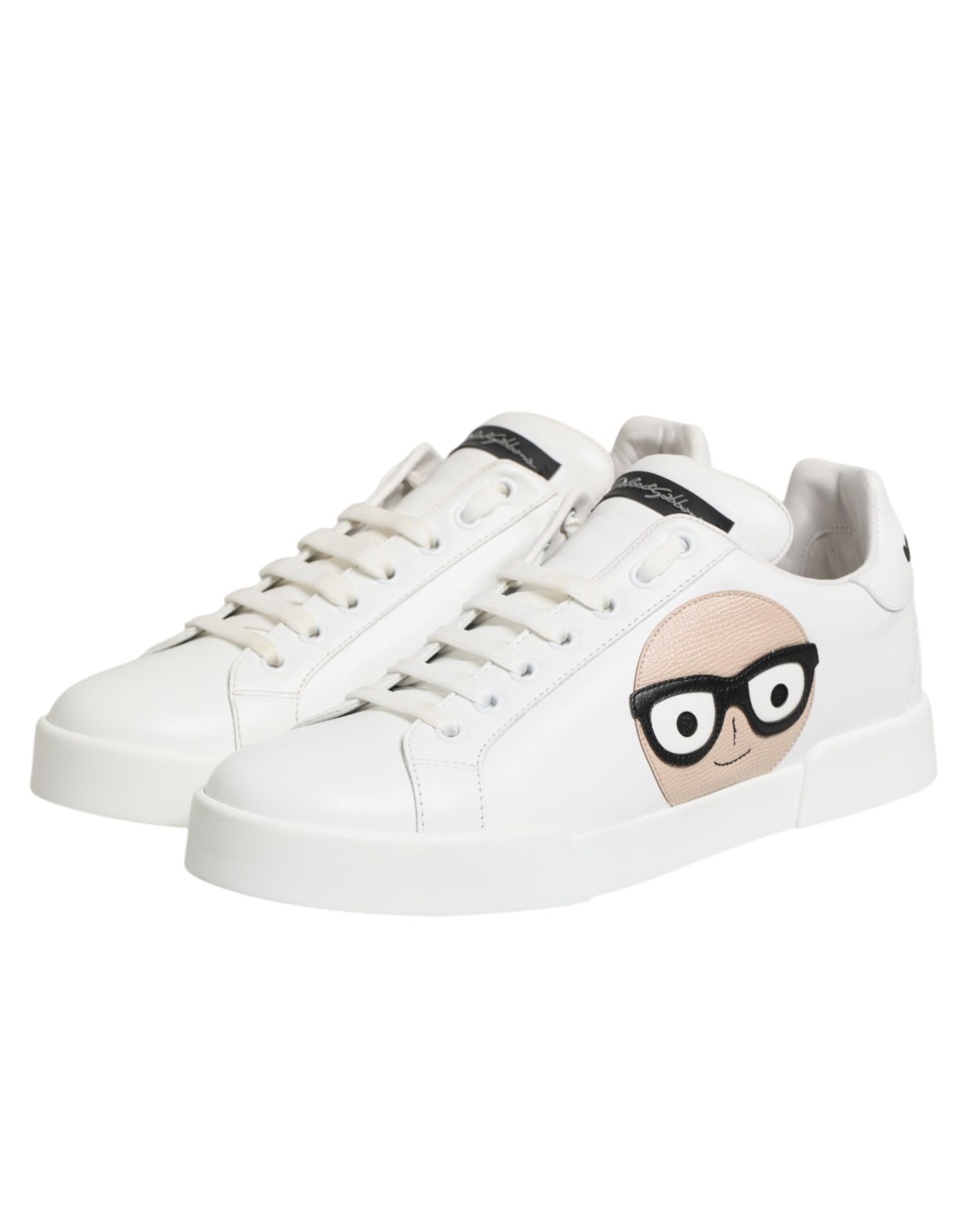 White Leather #DGFamily Casual Sneakers Shoes