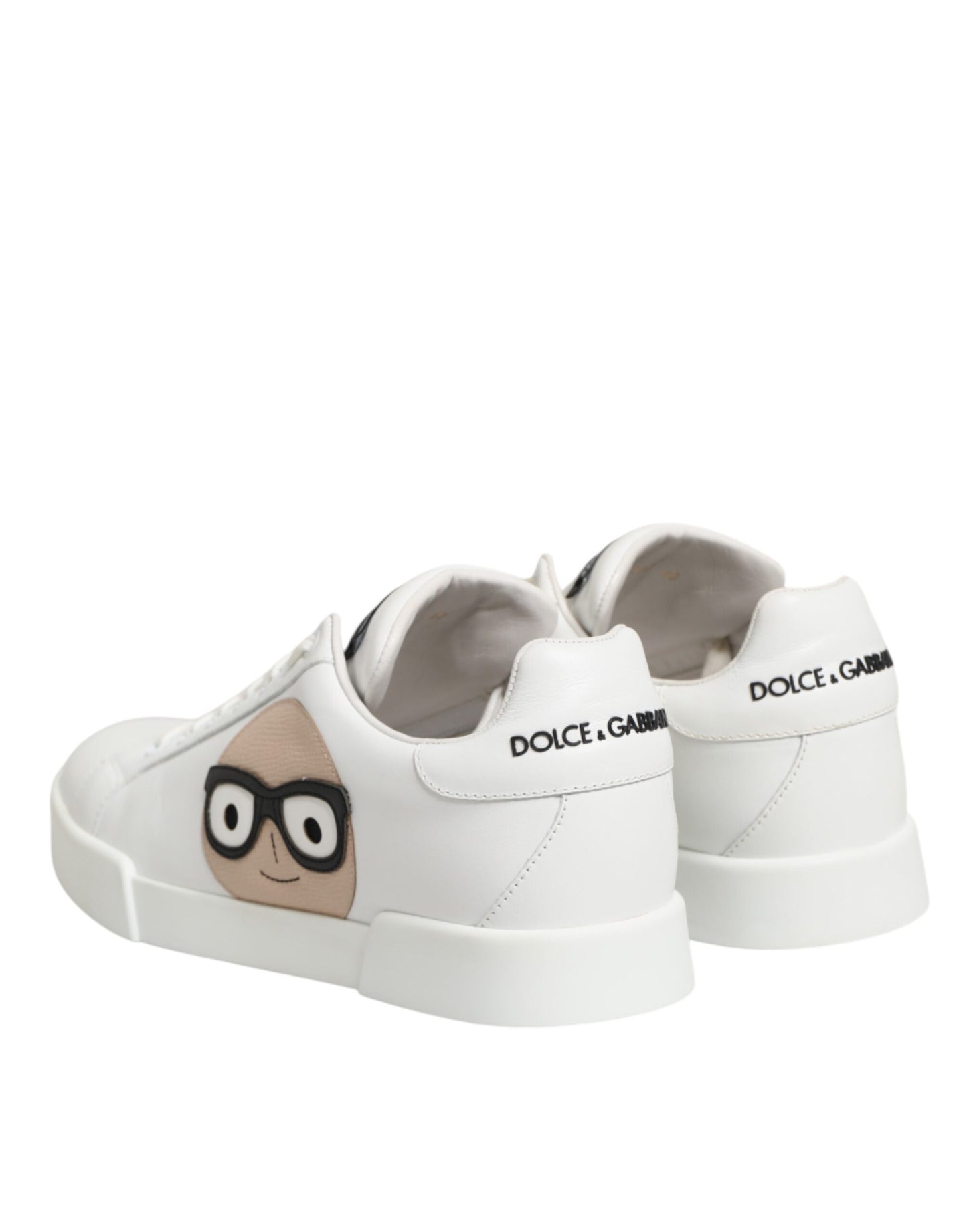 White Leather #DGFamily Casual Sneakers Shoes