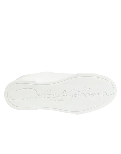 White Leather #DGFamily Casual Sneakers Shoes