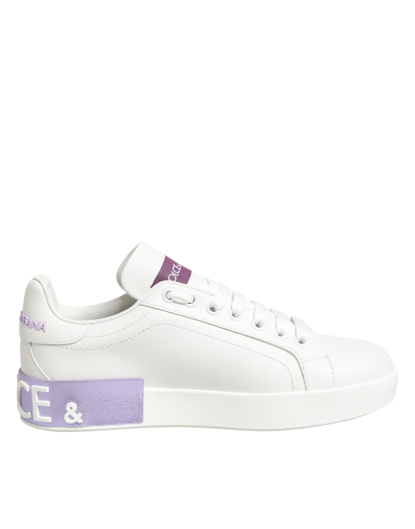 White Purple Leather Casual Sneakers Shoes