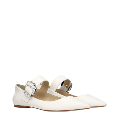 White Leather Ballet Flats