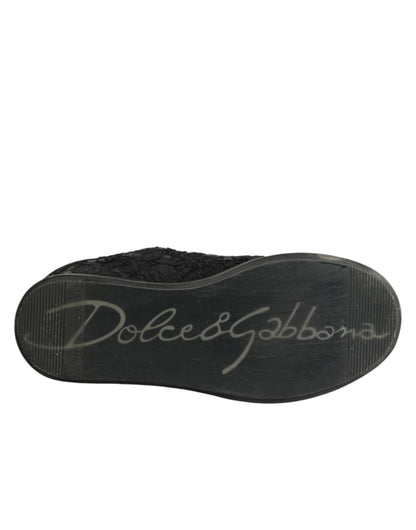 Black Floral Lace Low Top Sneakers Shoes