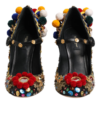 Black Gold Embellished MARY JANES Pumps  Shoes