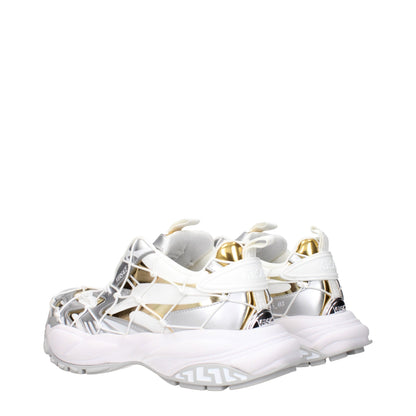 White Fabric Chunky Sneakers