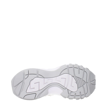 White Fabric Chunky Sneakers