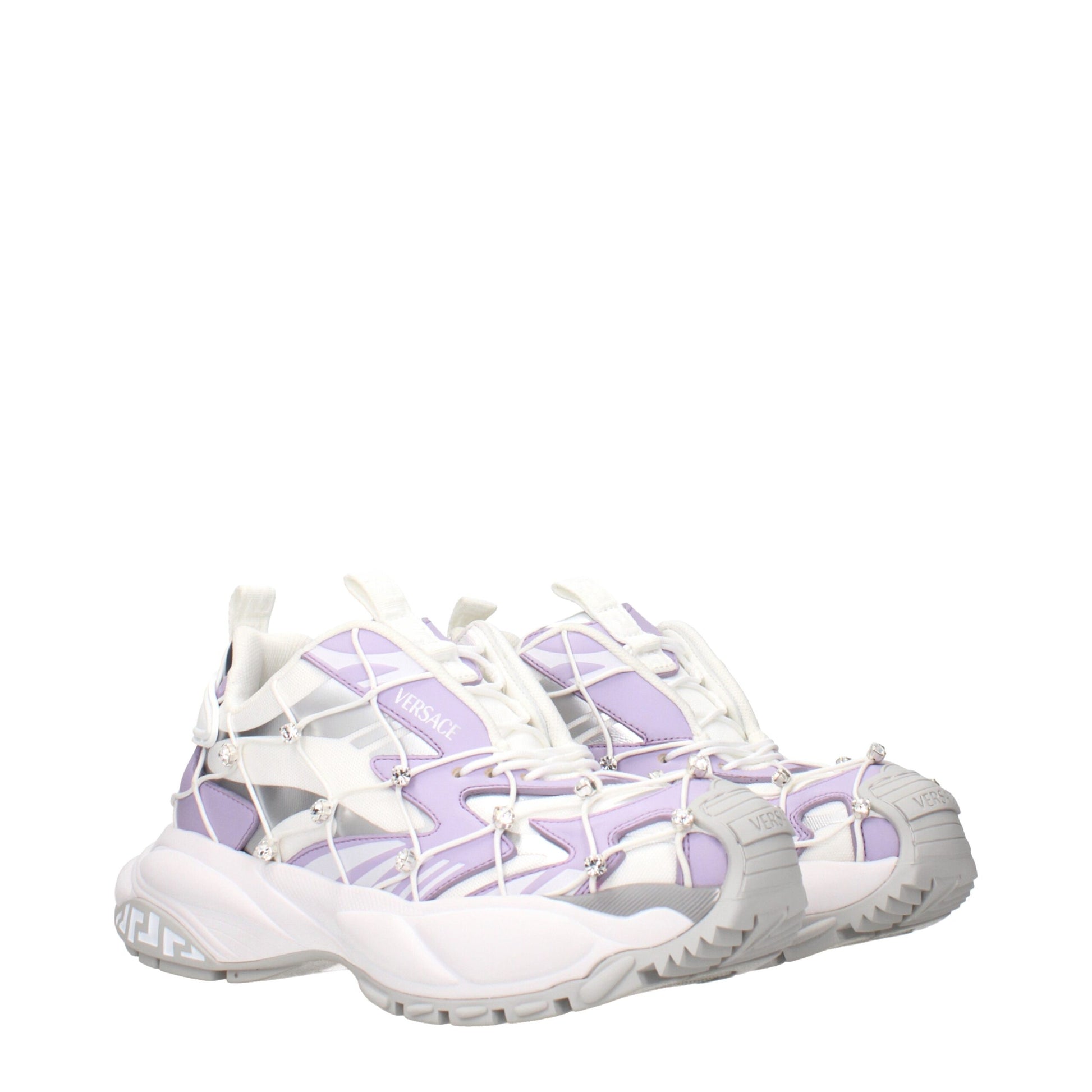 White Fabric Chunky Sneakers