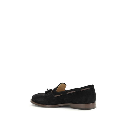 Black Calf Leather Bos Taurus Slip-On Loafers
