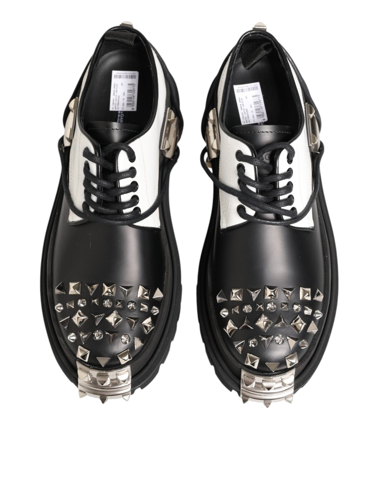 Black White Studded Men Formal Derby Shoes