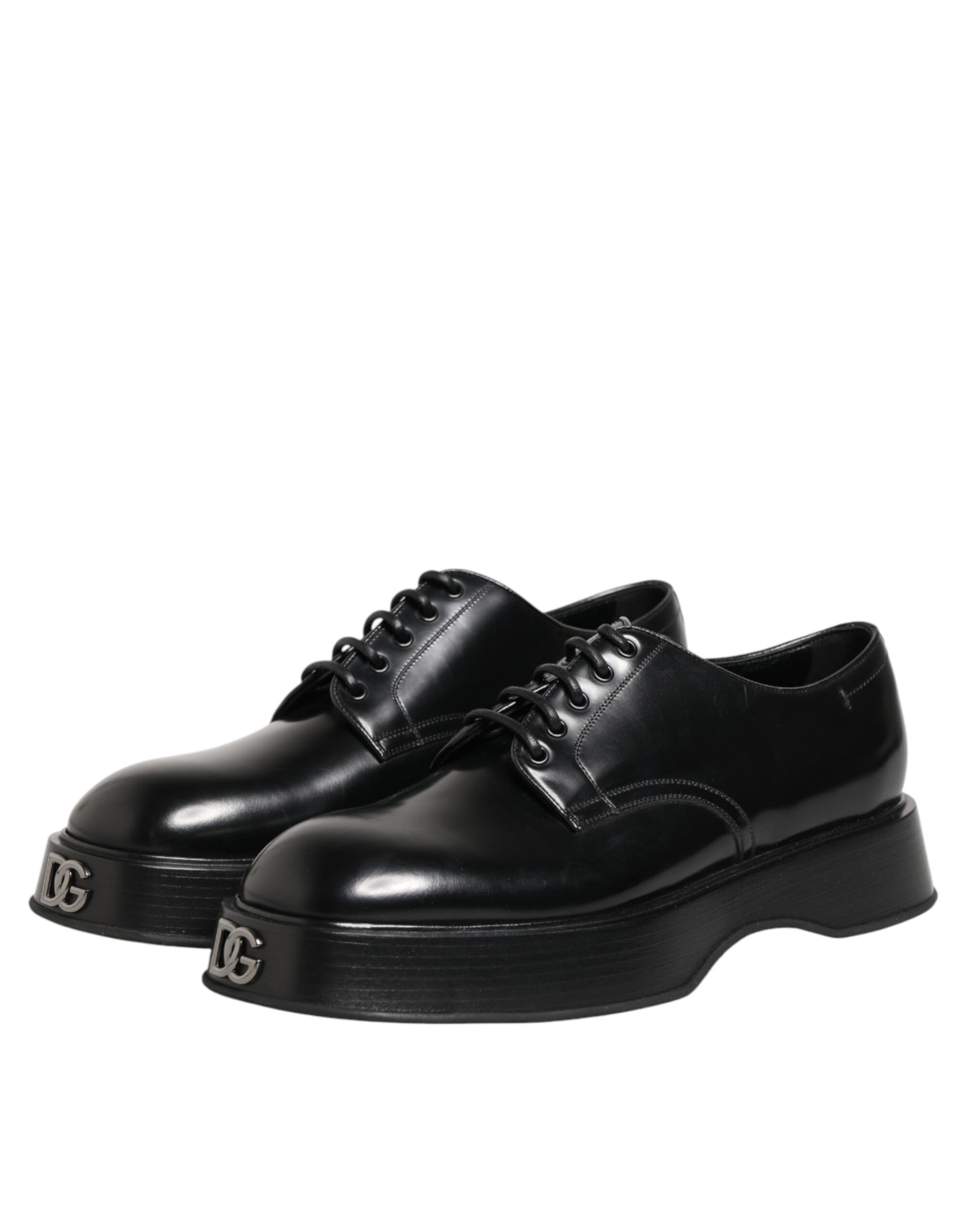 Black Calfskin Leather Men Derby Dress Shoes