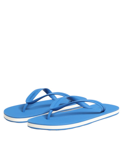 Blue White Logo Beachwear Flats Slipper Shoes