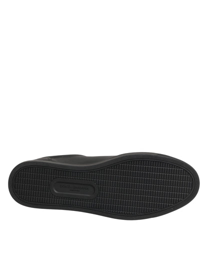 Black Leather Heart Embellished Sneakers Shoes