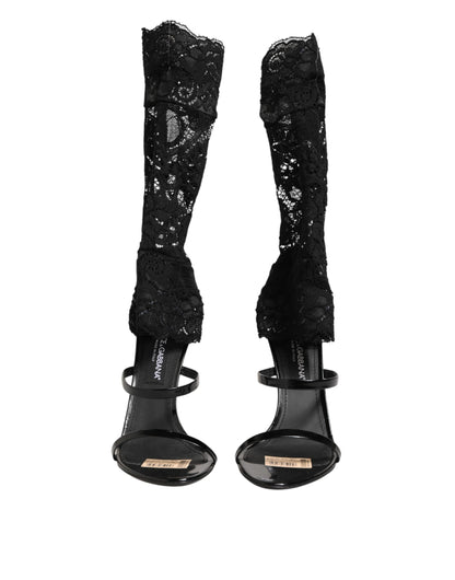 Black Floral Lace Heels SANDALS Shoes