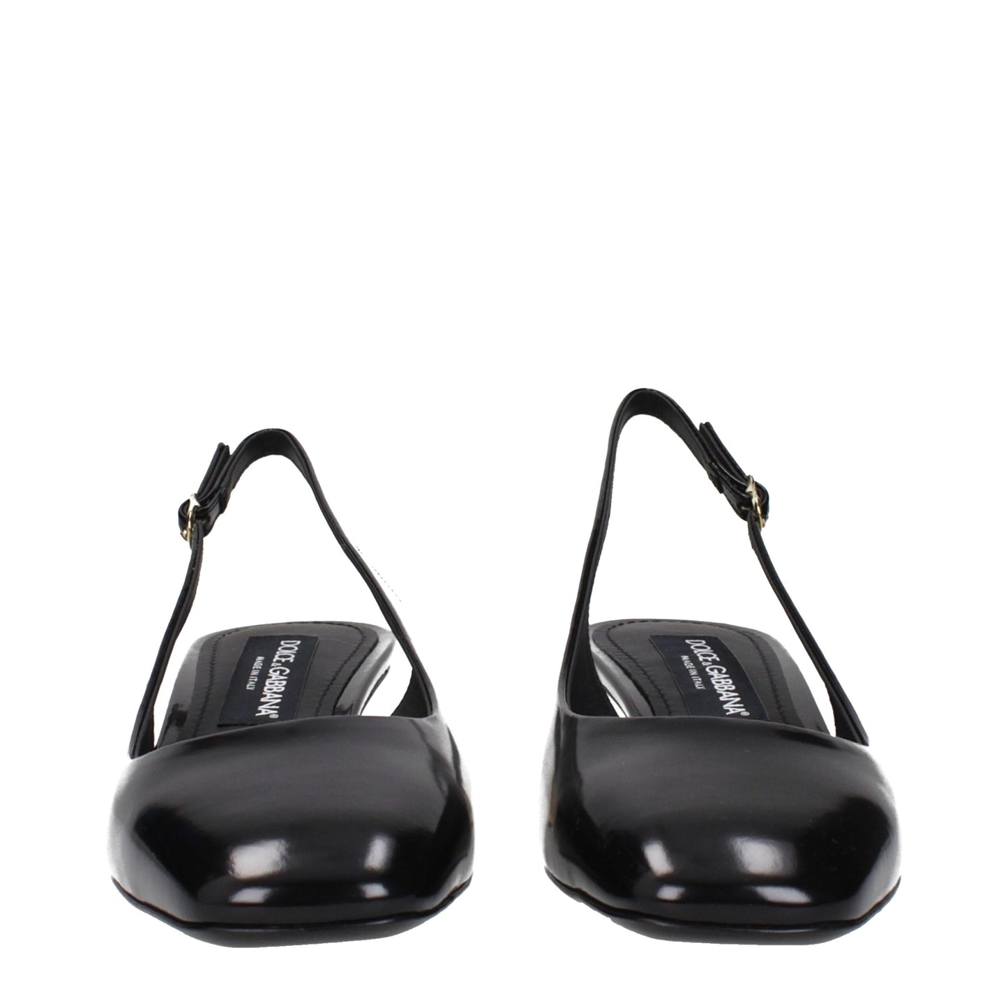 Black Leather Mid Heel Pumps