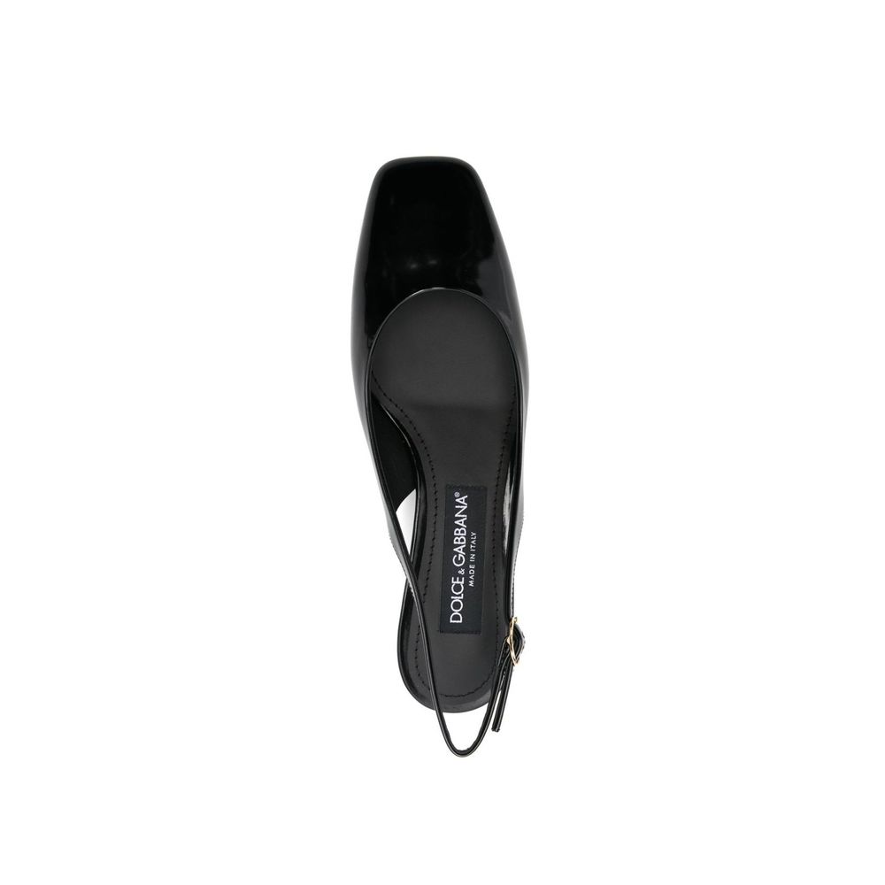 Black Calfskin Mid Heel Pumps