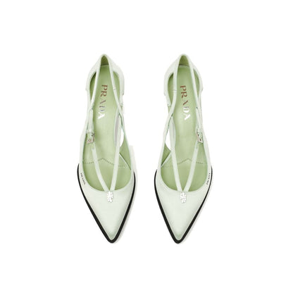Green Silk Mid Heel Pumps