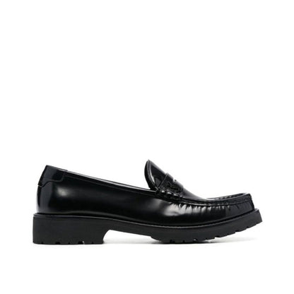 Black Calfskin Slip-On Loafers