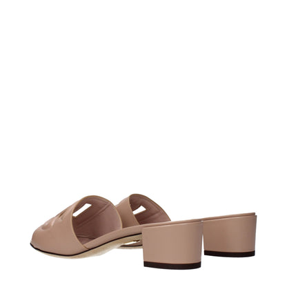 Pink Leather Flat Sandals