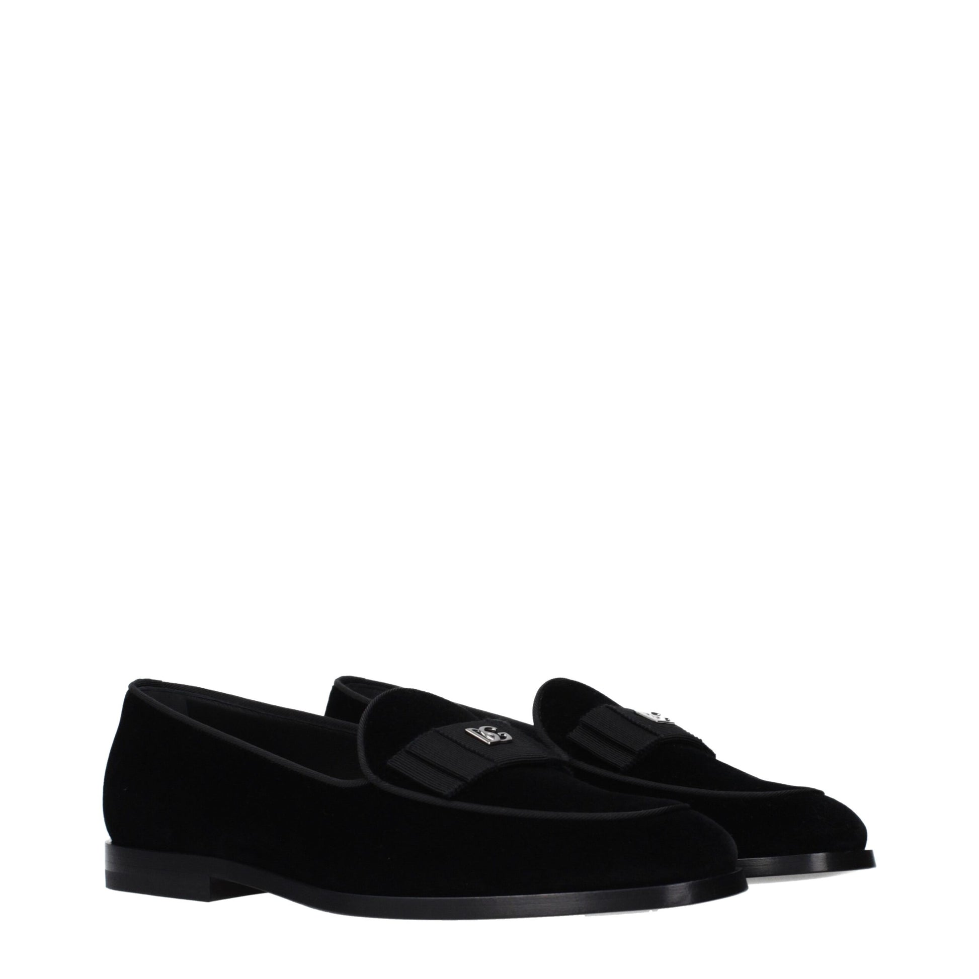 Black Velvet Slip-On Loafers